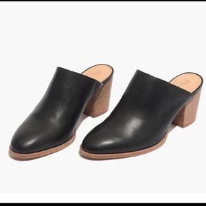 Madewell Harper Black Leather Mules Size 8